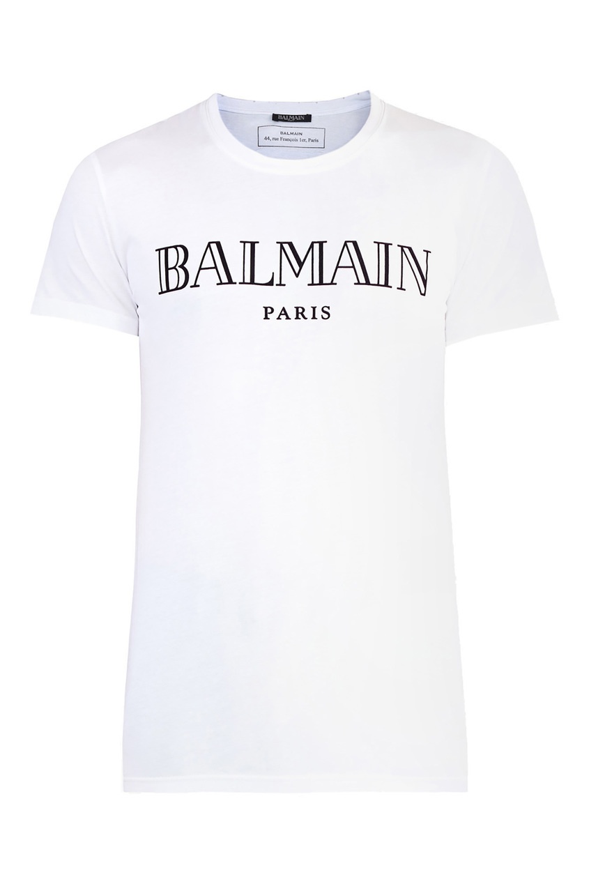 фото Белая футболка с логотипом balmain man