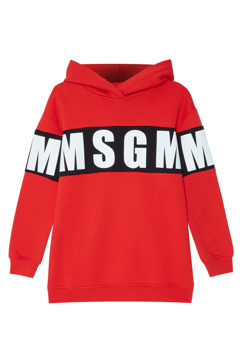 фото Красное худи с логотипом msgm kids