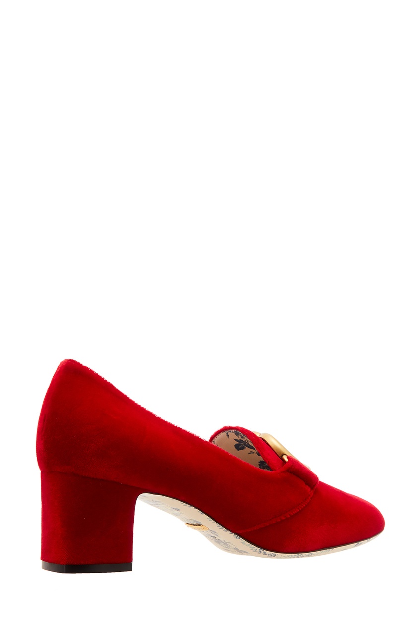 фото Красные бархатные туфли gucci