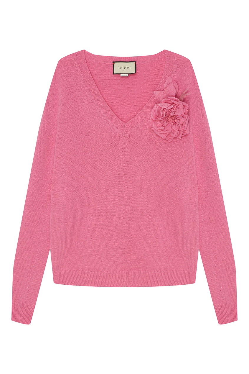 фото Розовый пуловер с цветком gucci