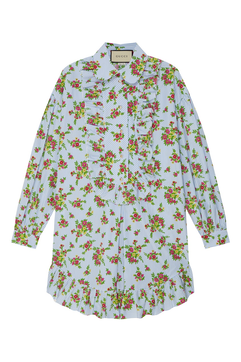 

Голубая блузка с рюшами, Multicolor, Голубая блузка с рюшами