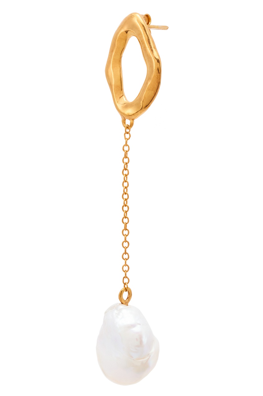 фото Золотистые серьги-подвески с барочным жемчугом sonia copine jewelry