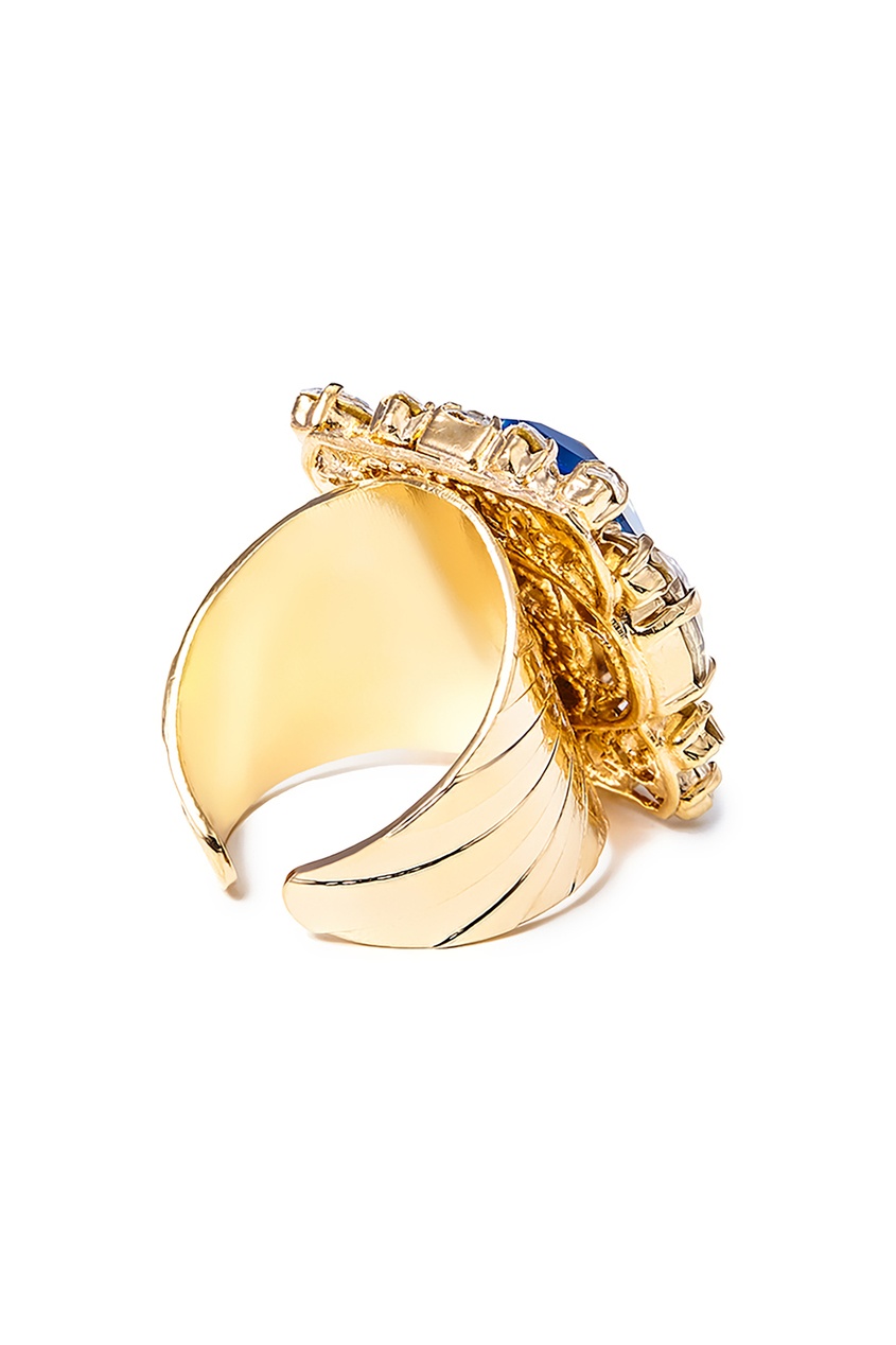 фото Позолоченное кольцо с синим кристаллом Anton heunis