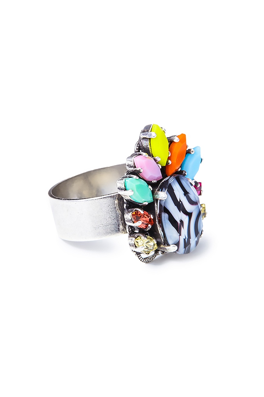 фото Серебристое кольцо с разноцветными кристаллами Anton heunis