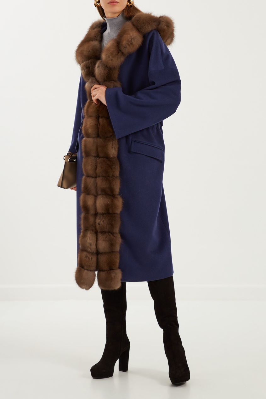 фото Синее пальто из шерсти и кашемира dreamfur