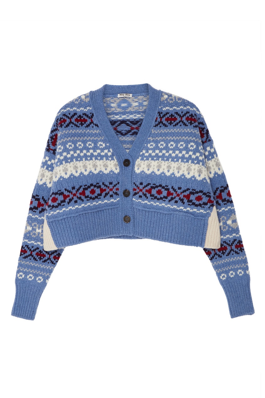 

Шерстяной кардиган с узором Fair Isle, Голубой, Шерстяной кардиган с узором Fair Isle