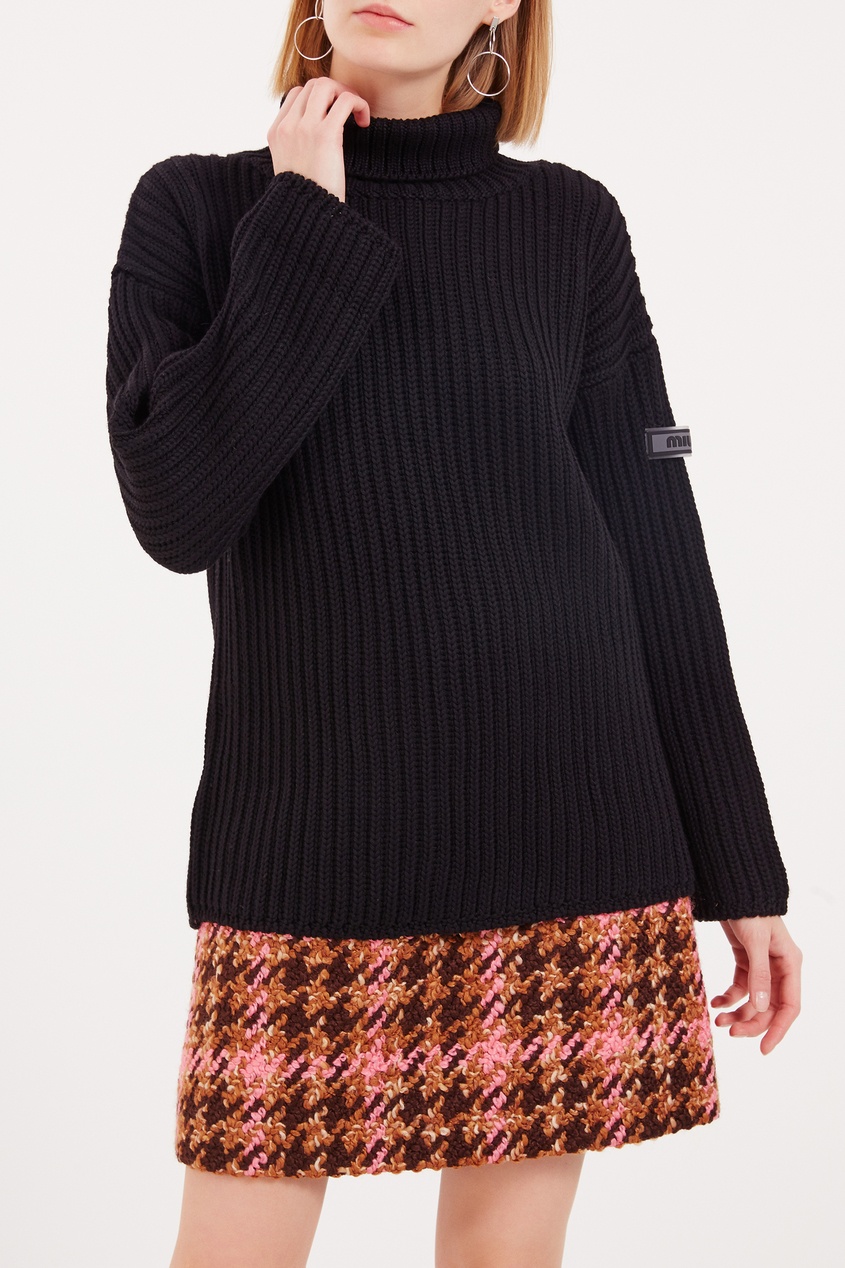 фото Свободный черный свитер Miu miu