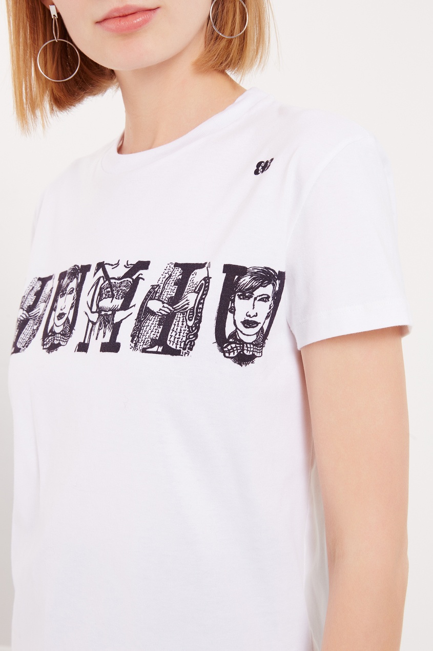 фото Белая футболка с логотипом miu miu