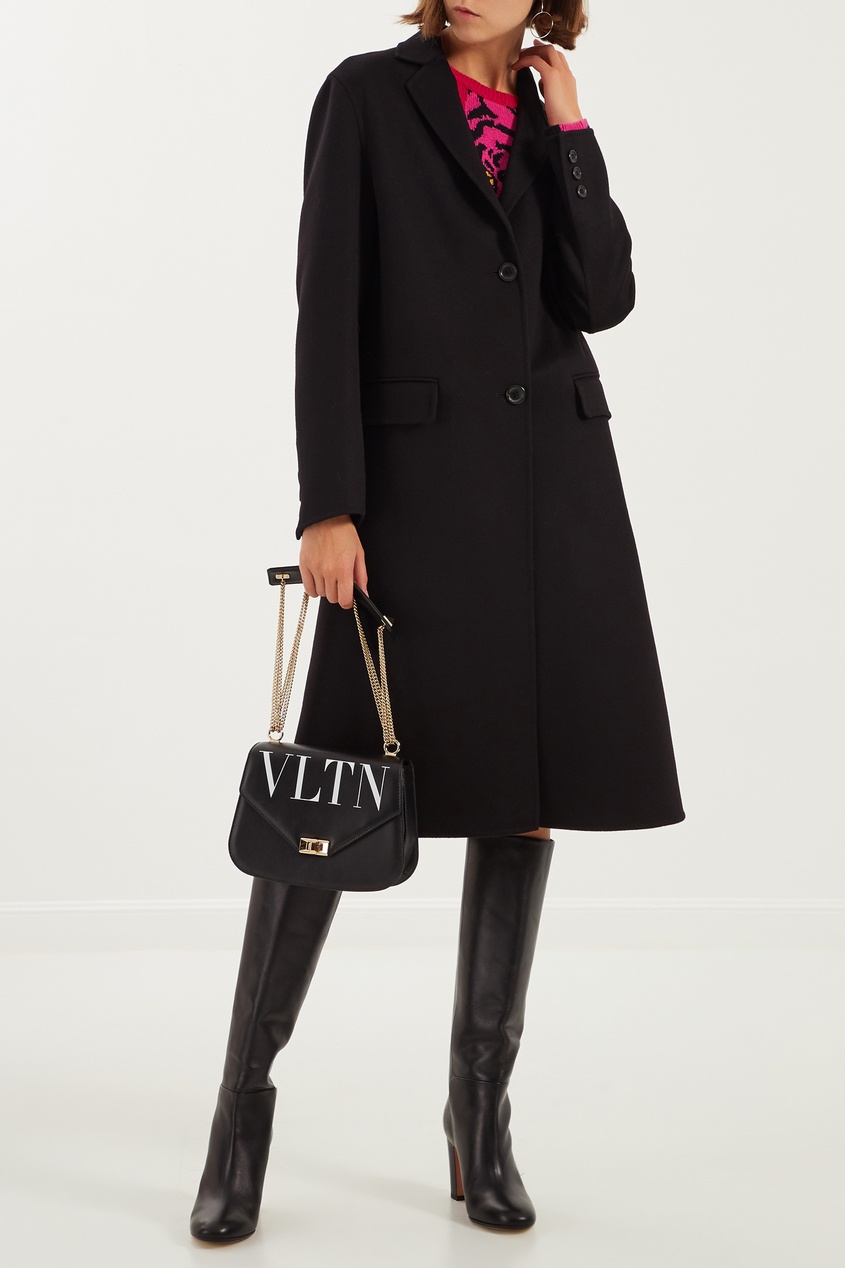 фото Черное шерстяное пальто Valentino