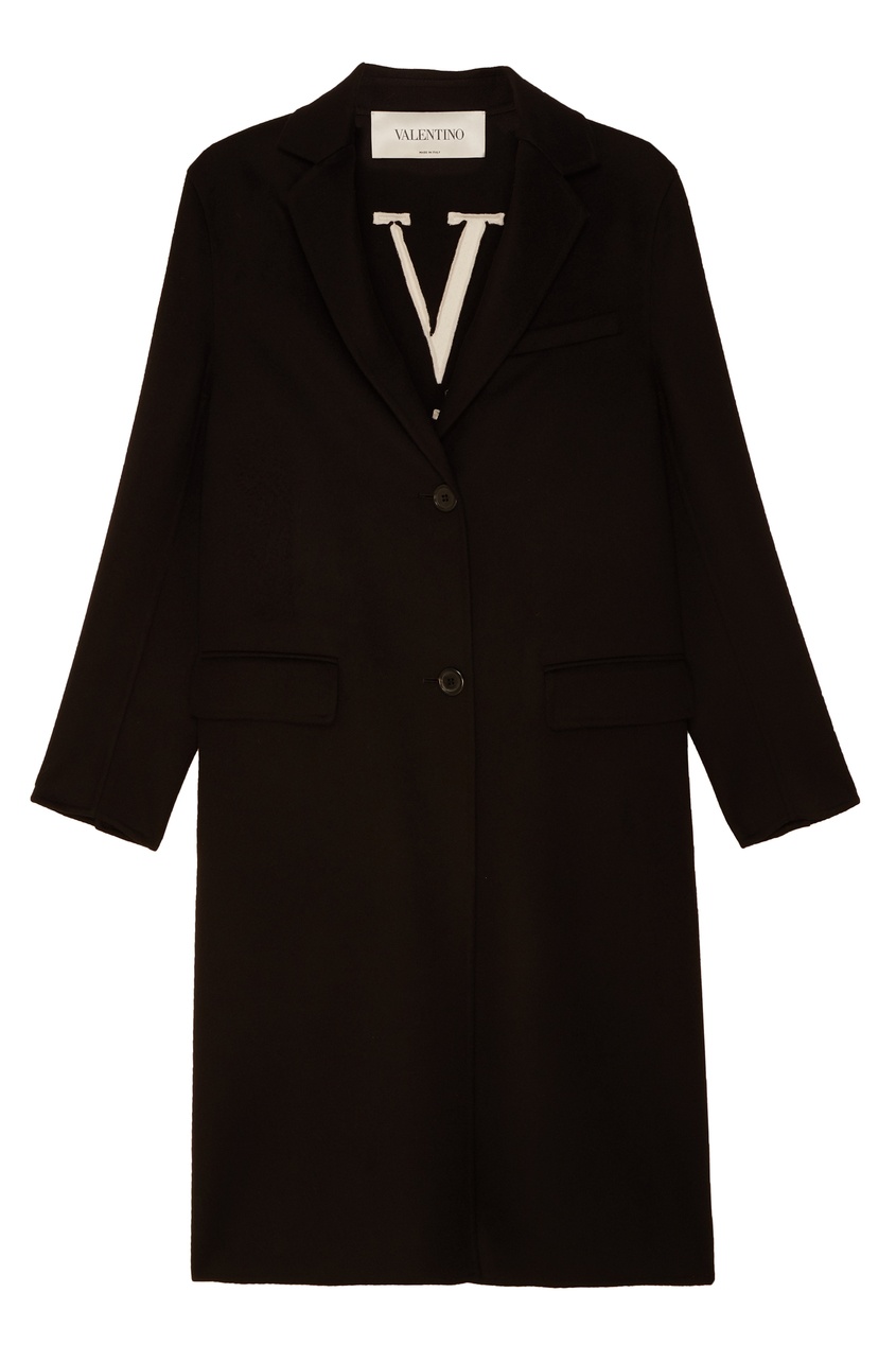 фото Черное шерстяное пальто Valentino
