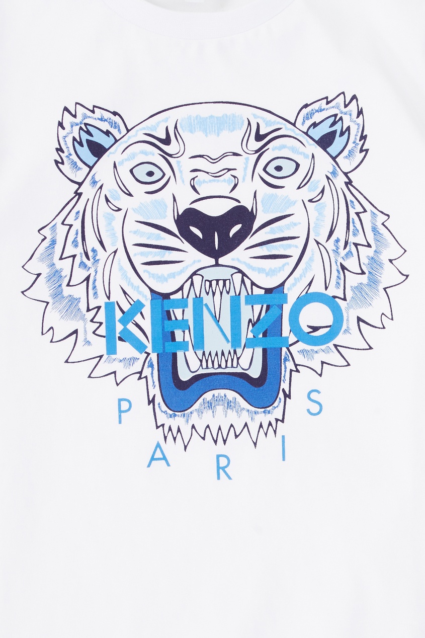 фото Белая футболка с синим тигром kenzo