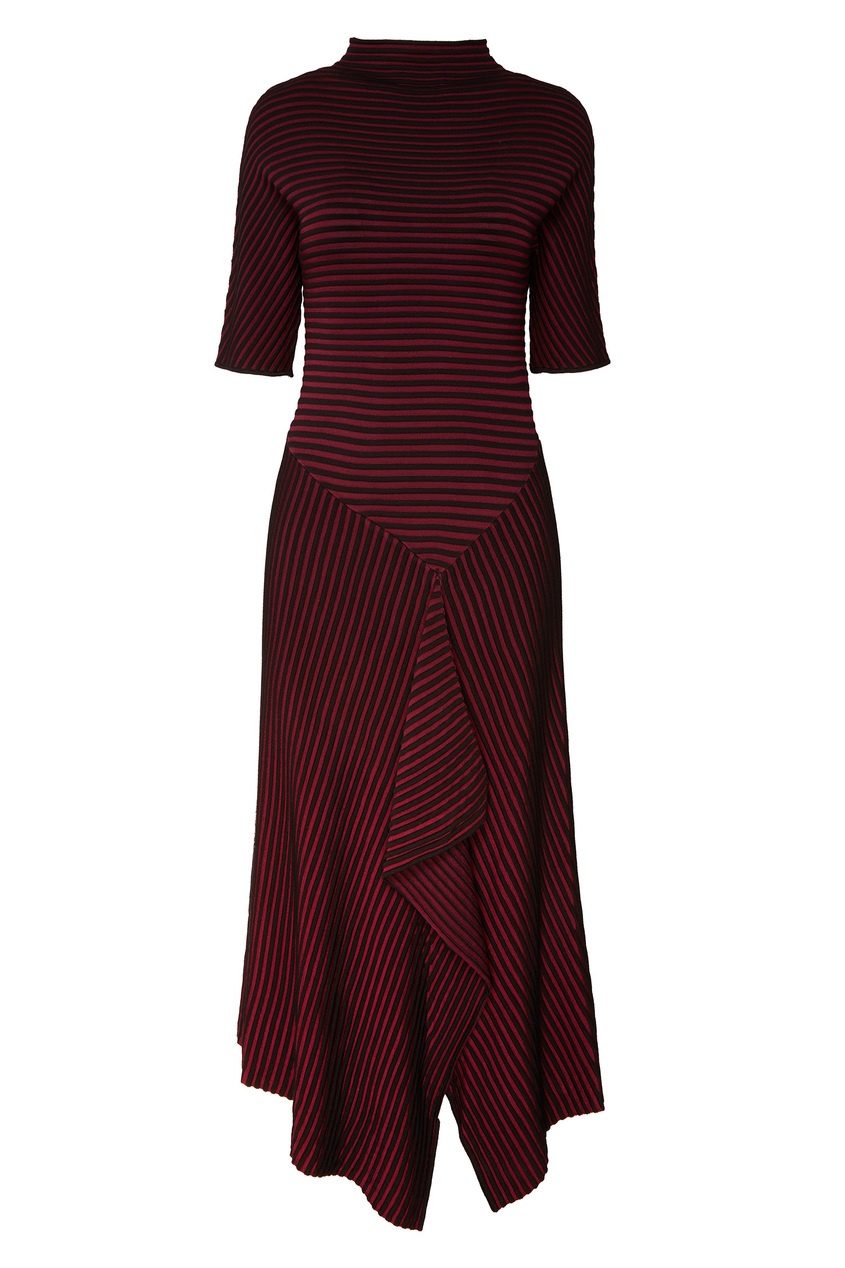 фото Бордовое платье с оборкой adolfo dominguez