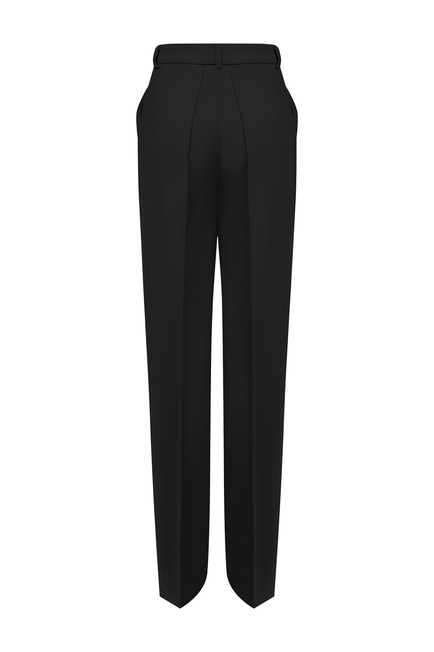 фото Классические прямые брюки со стрелками черного цвета Lesyanebo