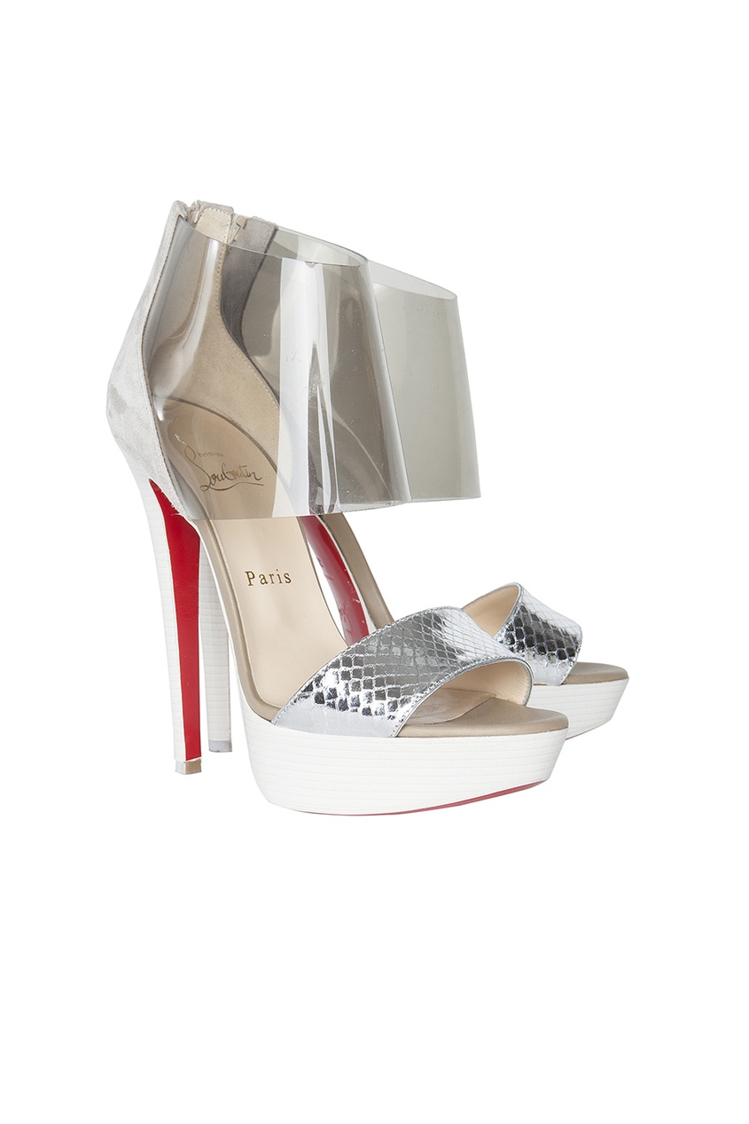 фото Босоножки Dufoura 140 Python Specc/PVC/Veau Vel/Cuoio Christian louboutin