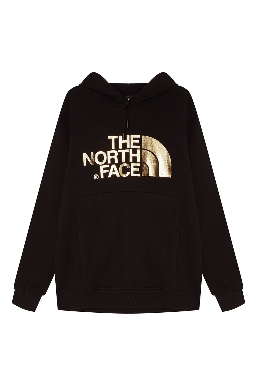 фото Черное худи с золотистым логотипом the north face