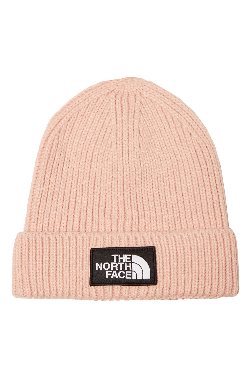 фото Розовая шапка с логотипом the north face