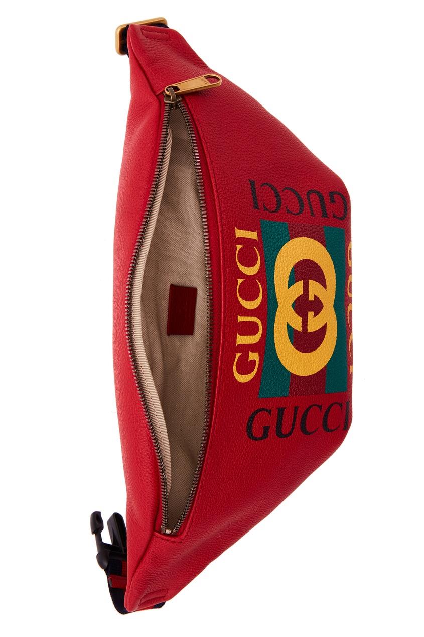 фото Красная поясная сумка с логотипом gucci