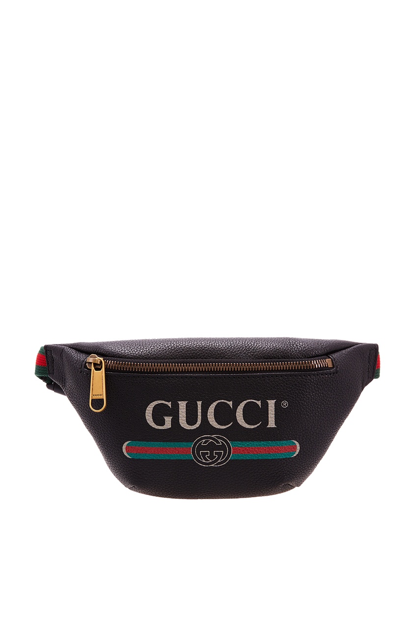 фото Кожаная поясная сумка с логотипом Gucci man