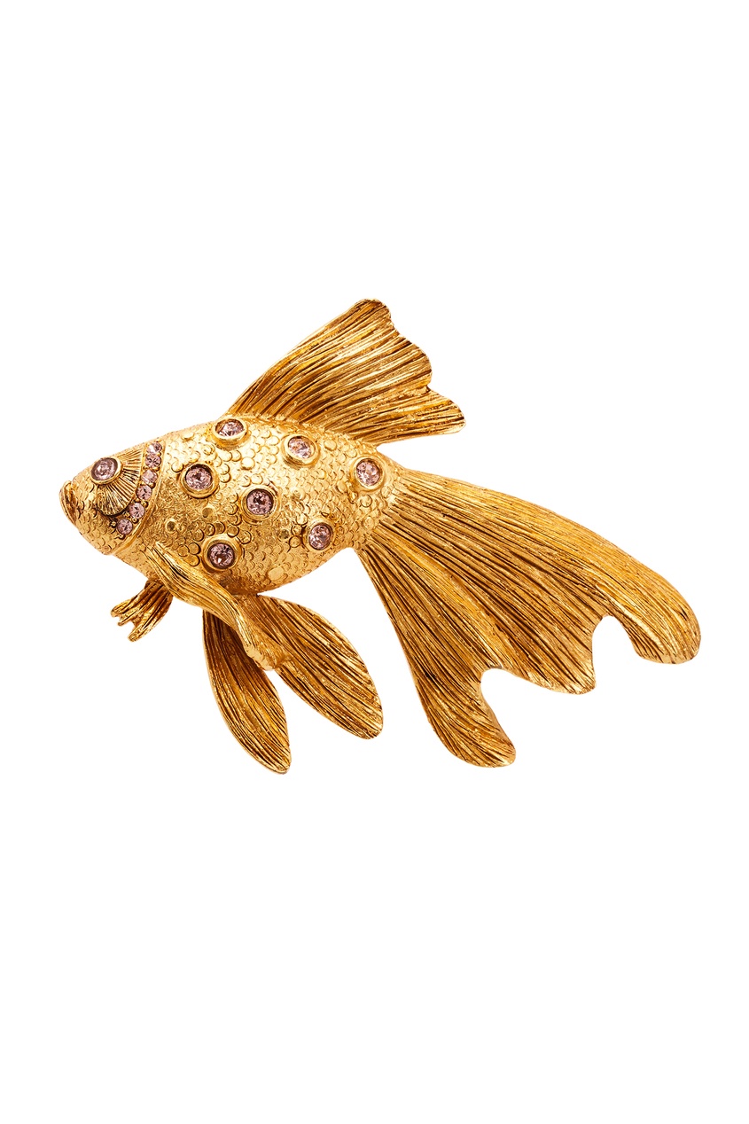 

Золотистая брошь Crystal fish, Золотой