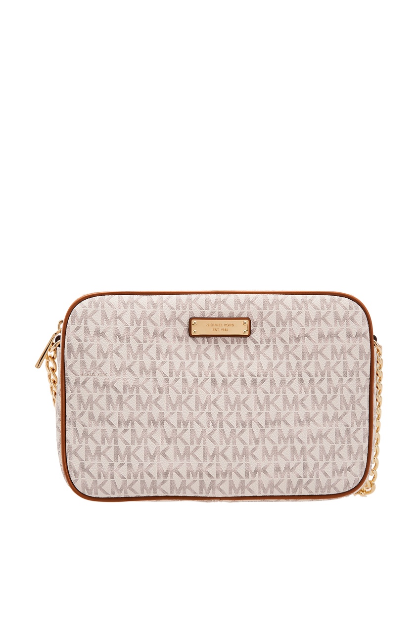 фото Бежевая сумка crossbodies c монограммами Michael michael kors