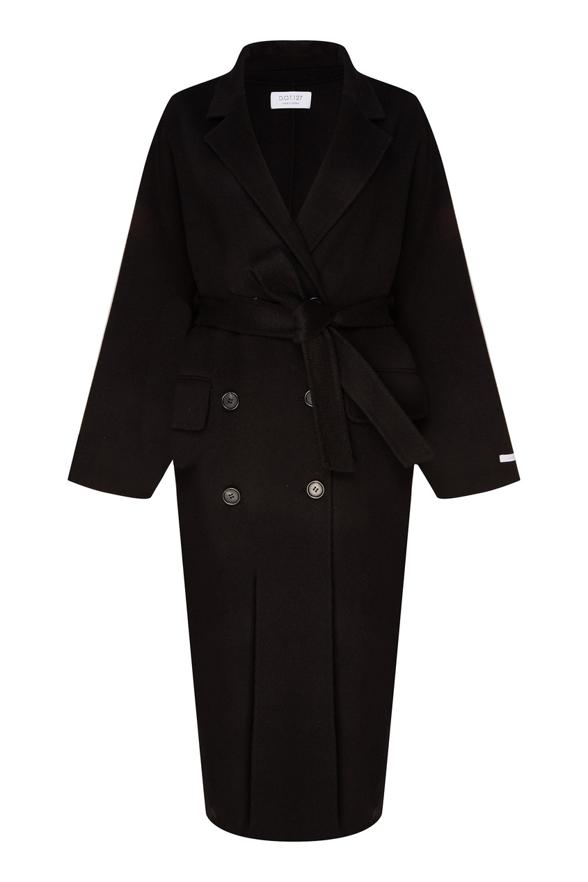 фото Черное шерстяное пальто с поясом d.o.t.127