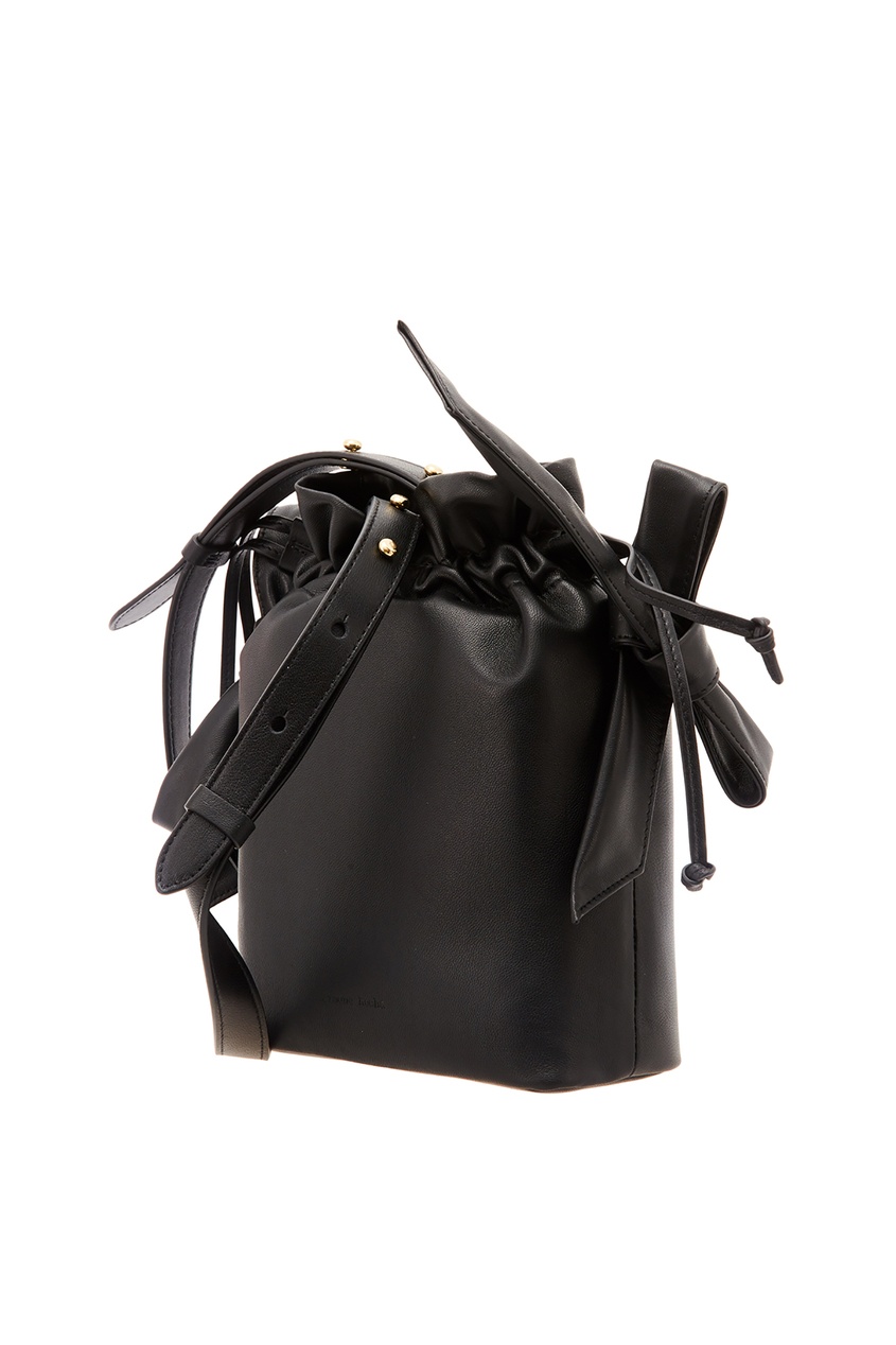 фото Кожаная черная сумка с кулиской simone rocha