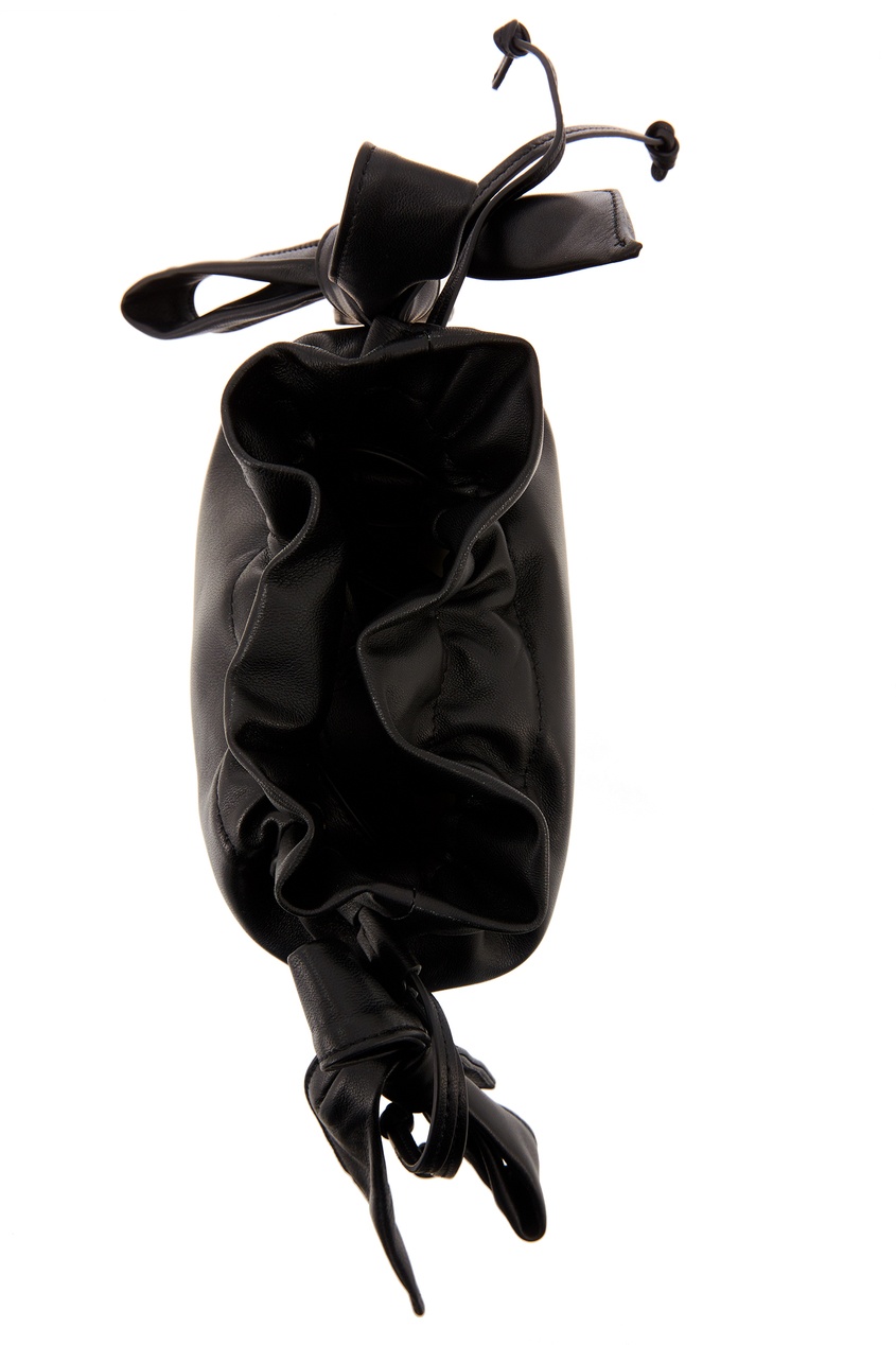 фото Кожаная черная сумка с кулиской simone rocha