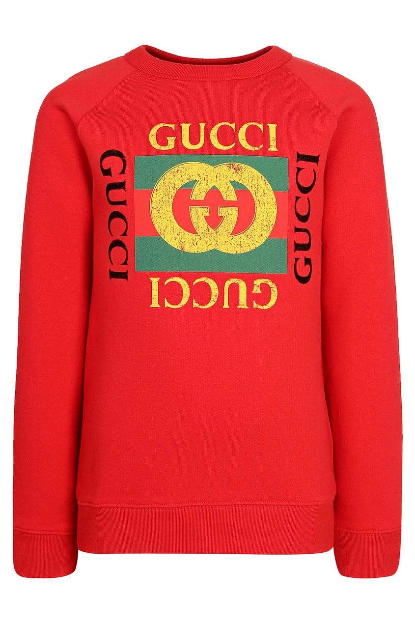 фото Красный свитшот с логотипами Gucci kids