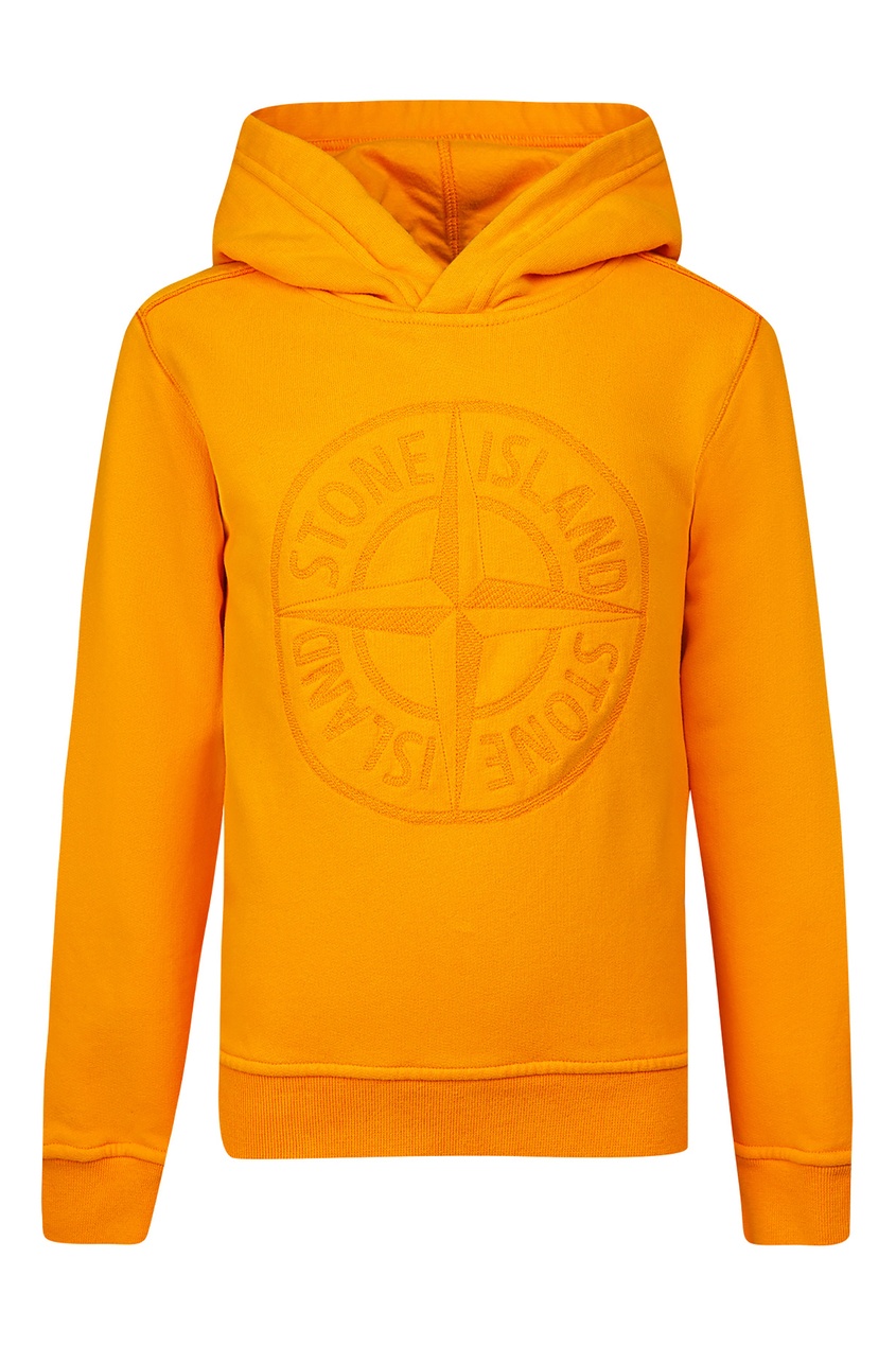 фото Желтое худи с вышитым логотипом stone island kids