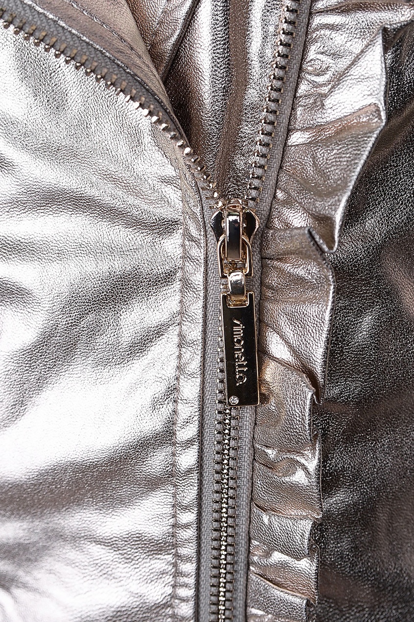 фото Серебристая куртка с косой молнией simonetta mini