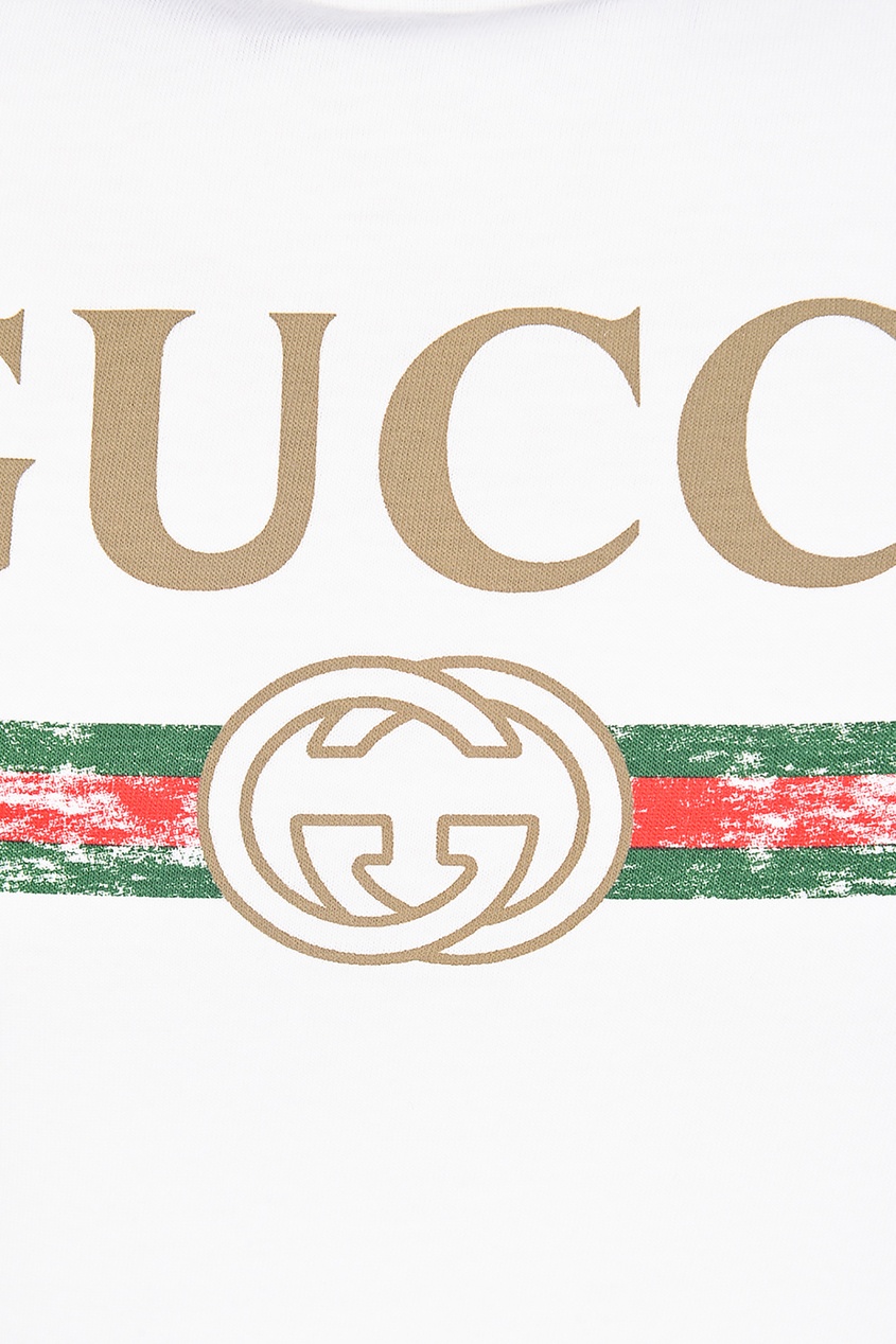 фото Белая футболка с принтом gucci