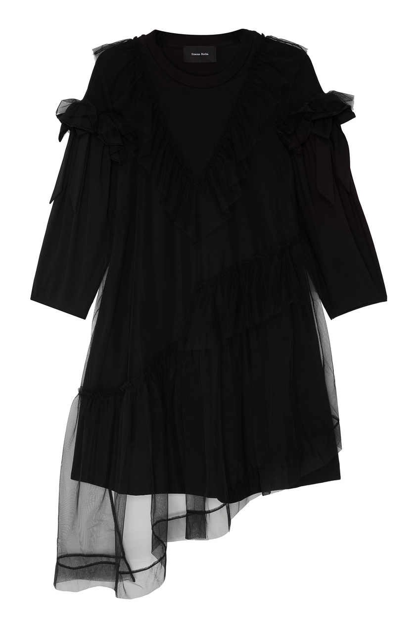 фото Черное платье с воланами simone rocha
