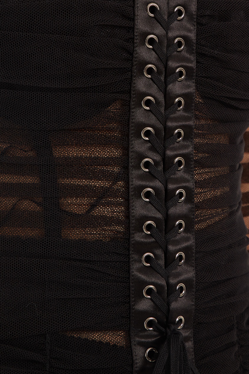 фото Черное платье с воланами и шнуровкой dolce&gabbana