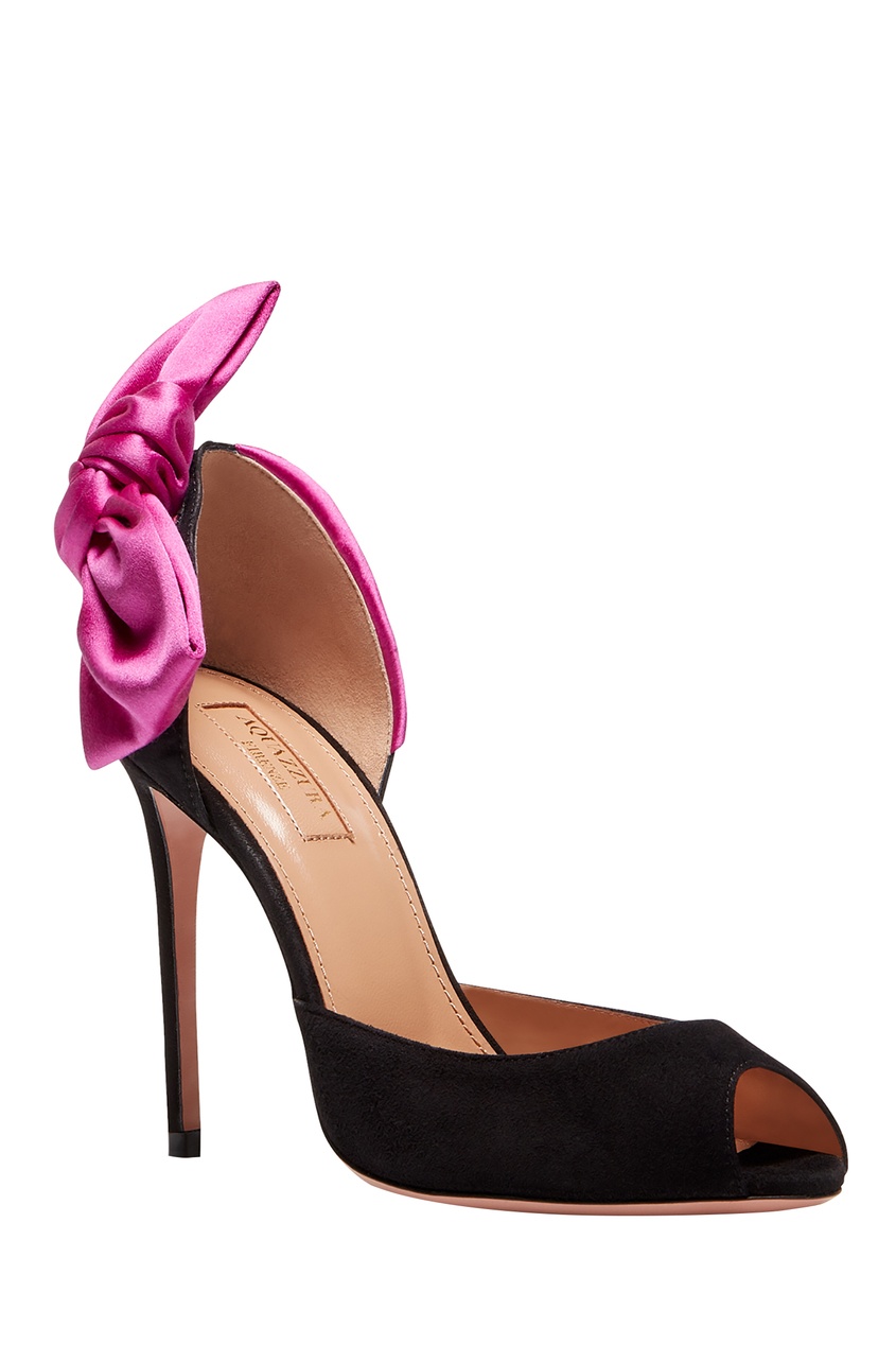 фото Розово-черные туфли versailles peep toe 105 aquazzura