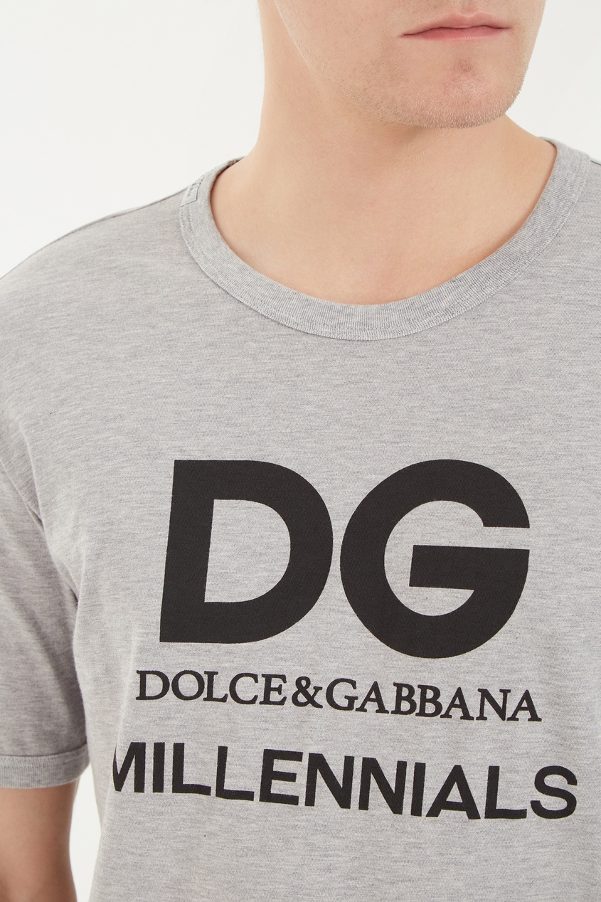 фото Серая футболка с логотипом Dolce&gabbana