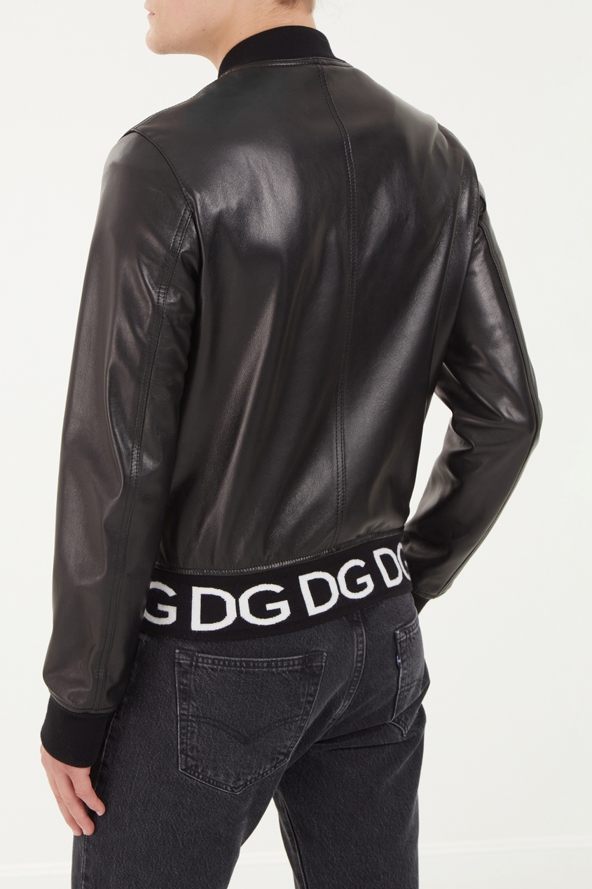 фото Кожаная куртка с логотипом Dolce&gabbana
