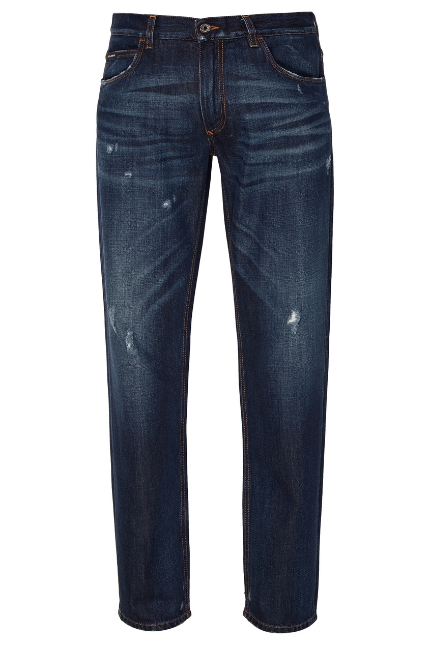 фото Темно-синие джинсы с потертостями Dolce&gabbana