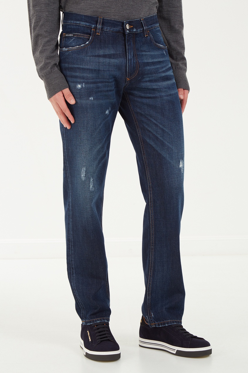 фото Темно-синие джинсы с потертостями dolce&gabbana