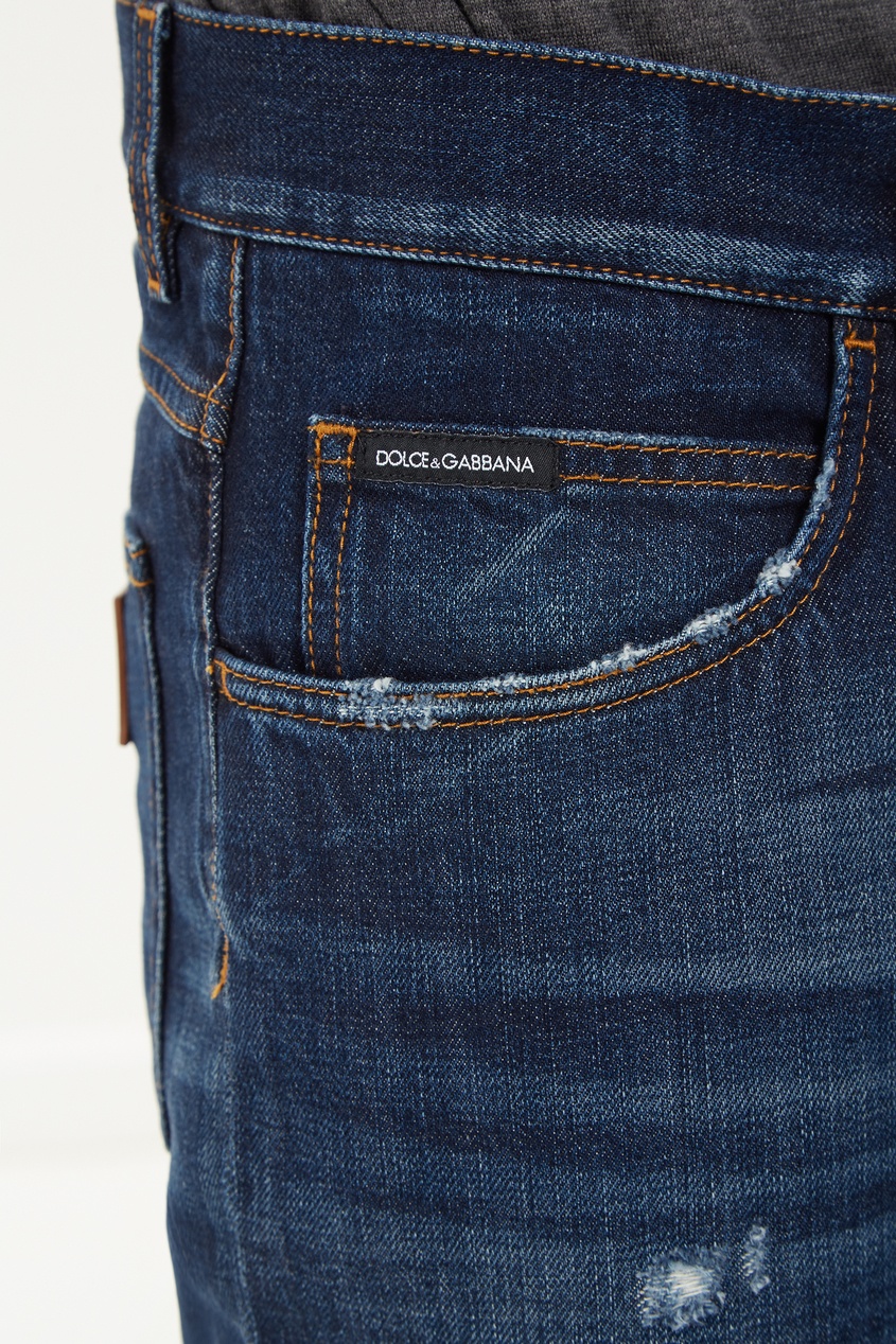 фото Темно-синие джинсы с потертостями Dolce&gabbana