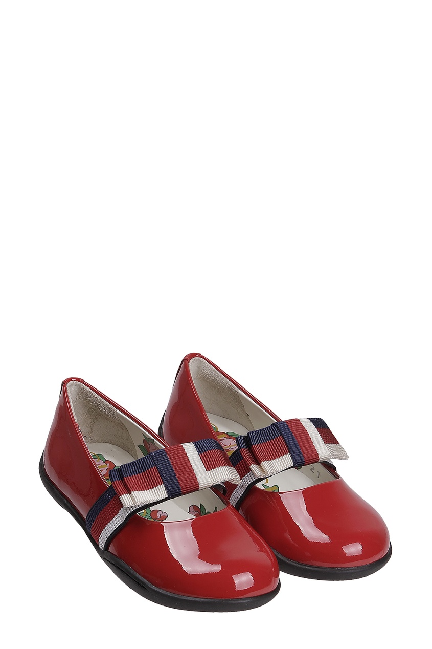 фото Красные туфли с контрастной перемычкой gucci