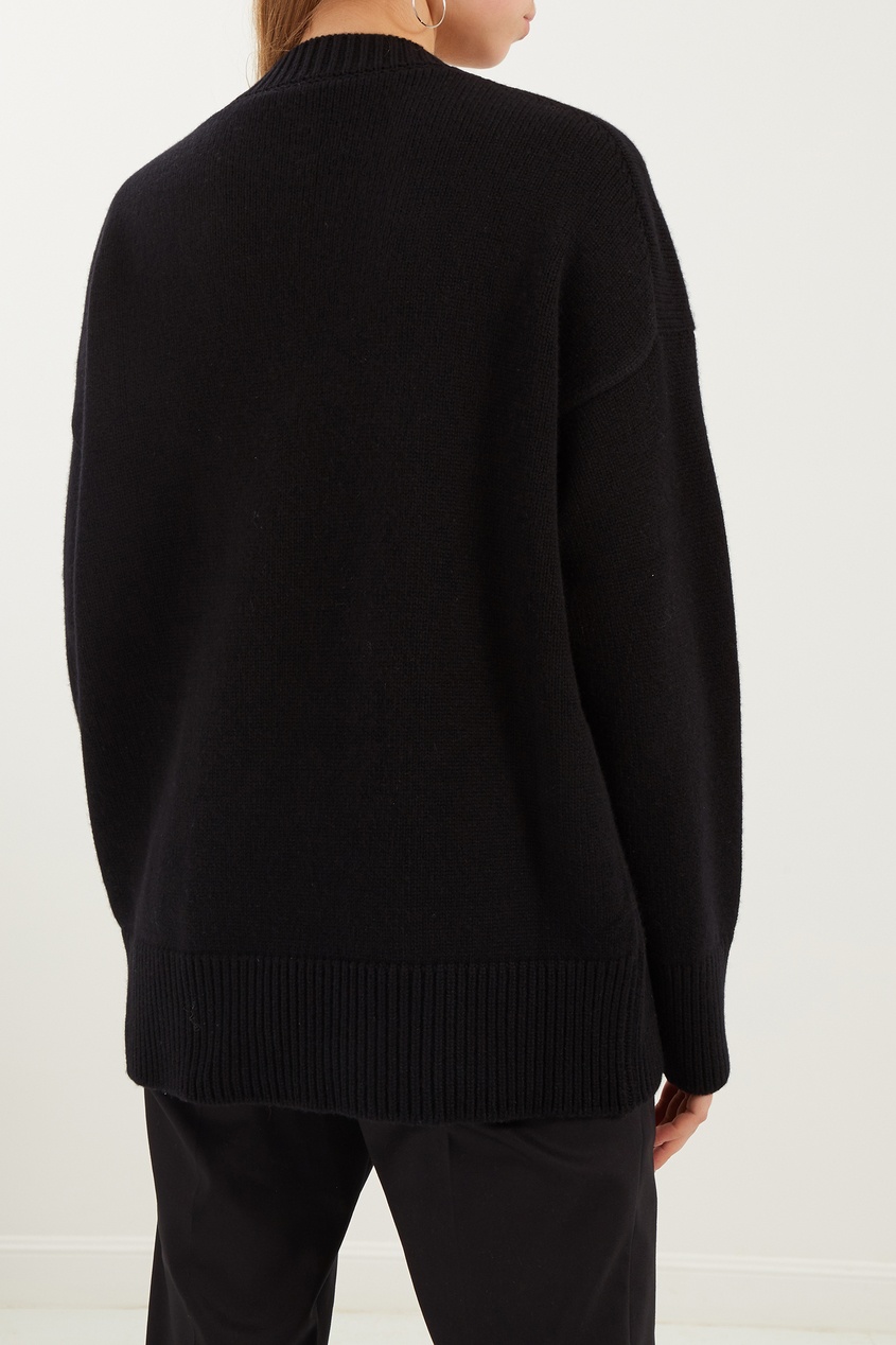 фото Черный кашемировый пуловер с аппликациями dolce&gabbana