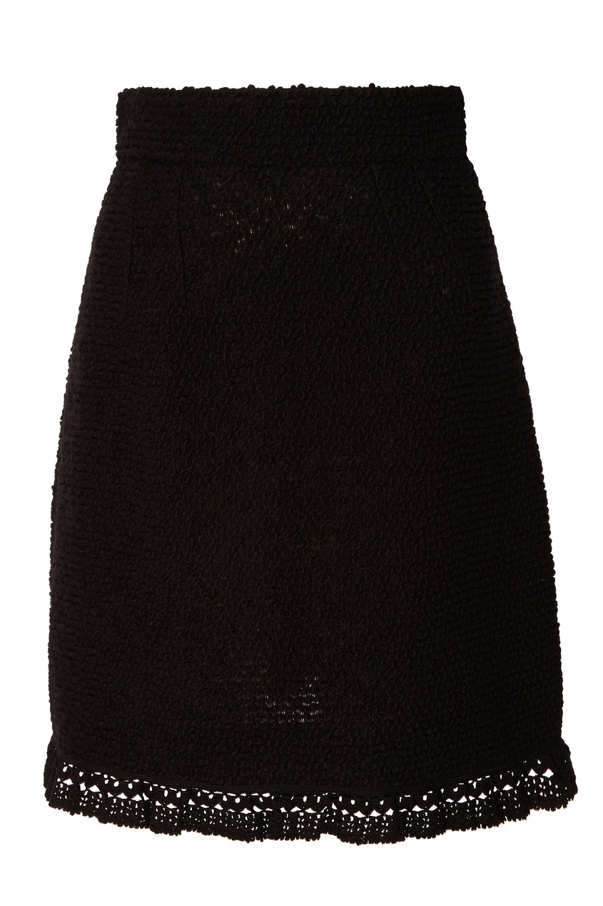 фото Черная юбка с кружевной отделкой dolce&gabbana