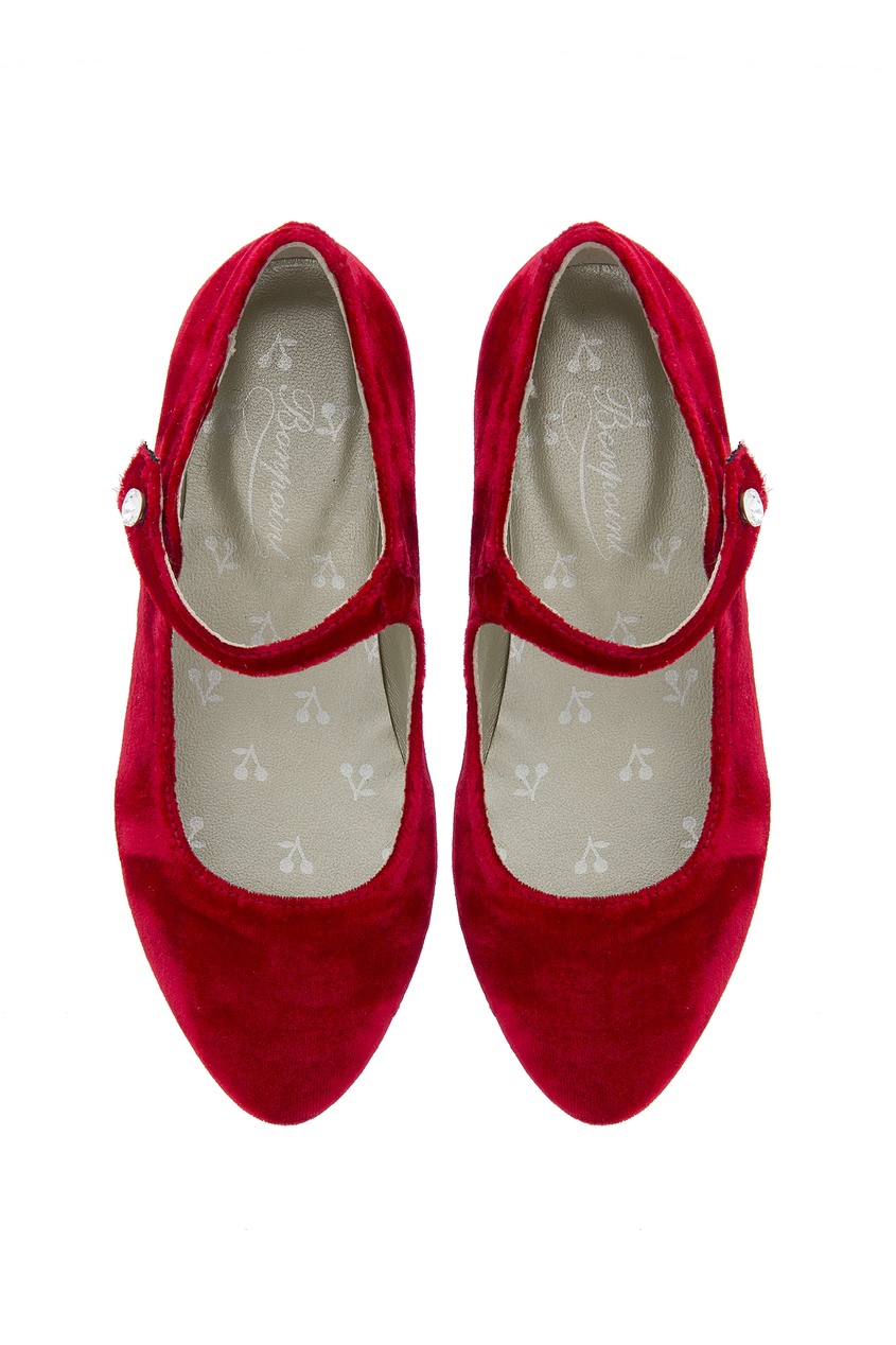 фото Красные бархатные туфли с пряжками belinda bonpoint