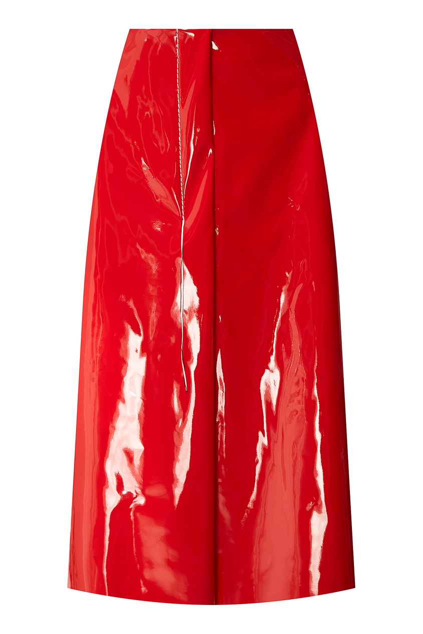 фото Красная юбка миди с декоративными нитями Marni