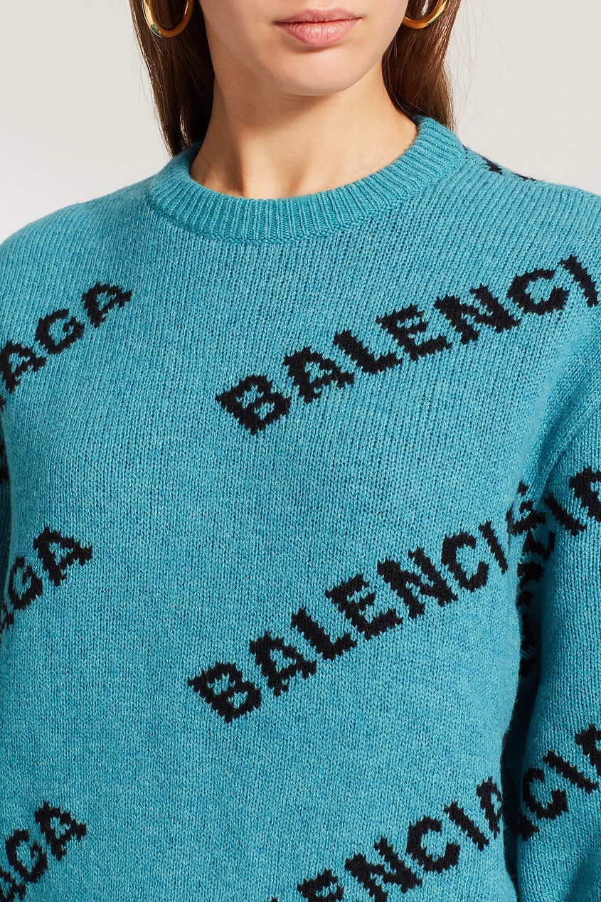 фото Бирюзовый джемпер с логотипами balenciaga