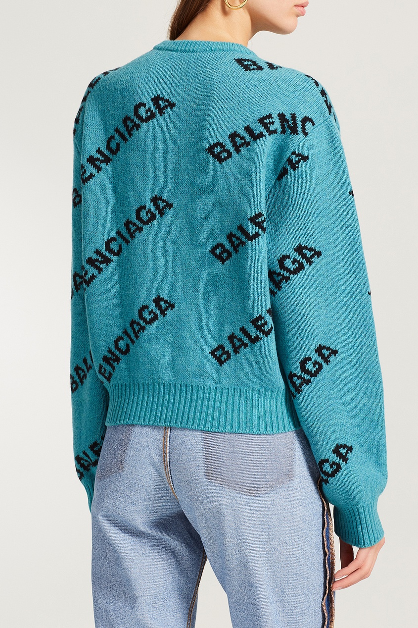 фото Бирюзовый джемпер с логотипами balenciaga