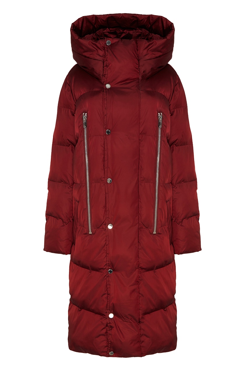 фото Темно-красное утепленное пальто Papermint