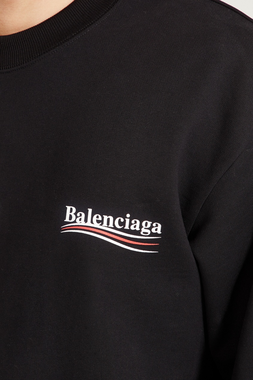 фото Черный хлопковый свитшот с логотипом Balenciaga man