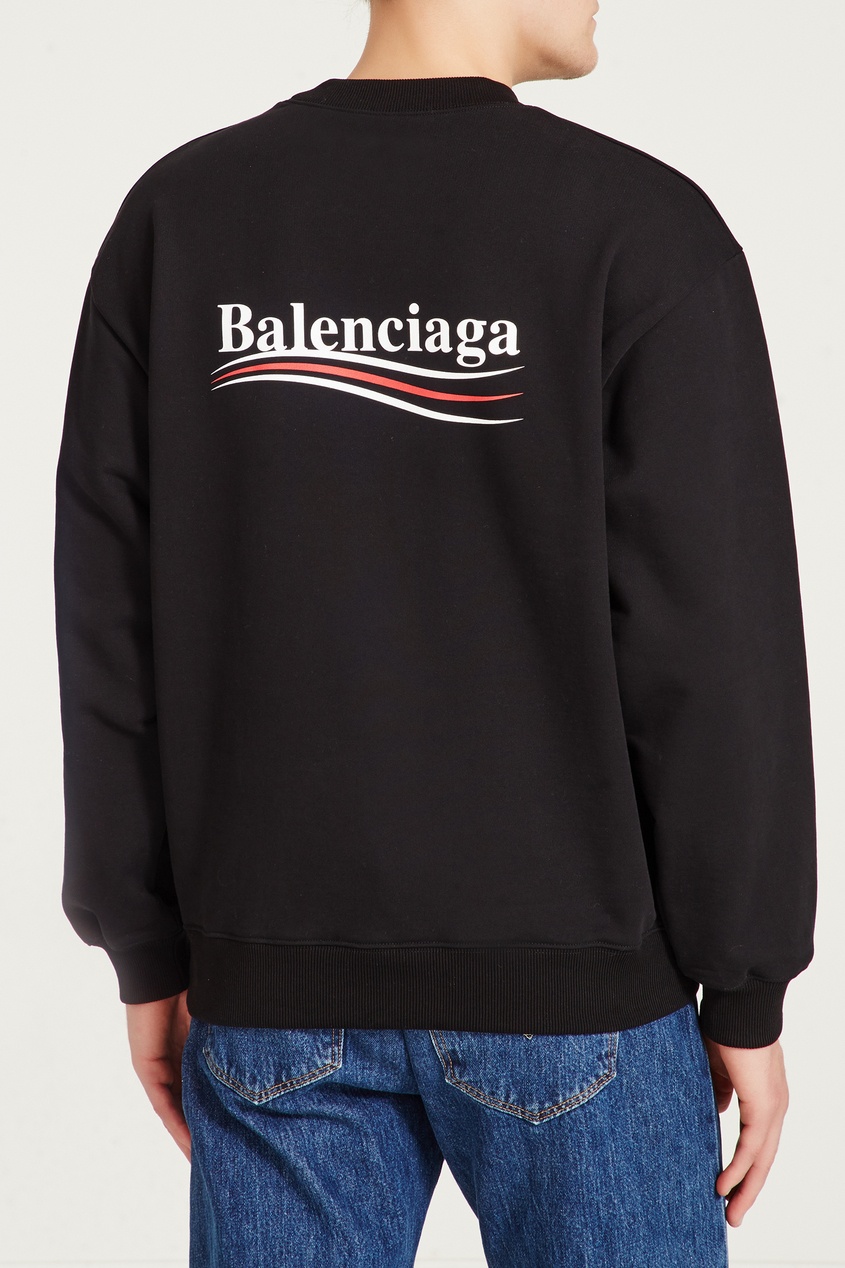 фото Черный хлопковый свитшот с логотипом Balenciaga man