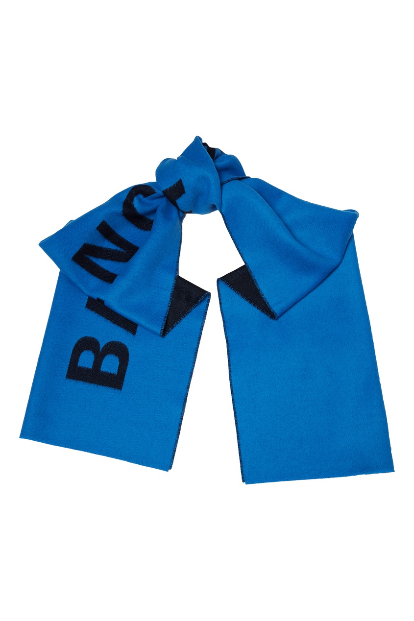 фото Двухсторонний сине-голубой шарф с логотипом balenciaga